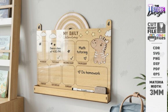 Download Kids Weekly Wall Planner Laser Cut | CNC - Premium Resources